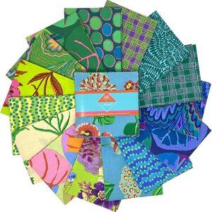 Kaffe Fassett Collective February 2025 Cool Charm Pack with 42 Assorted 5-inch C